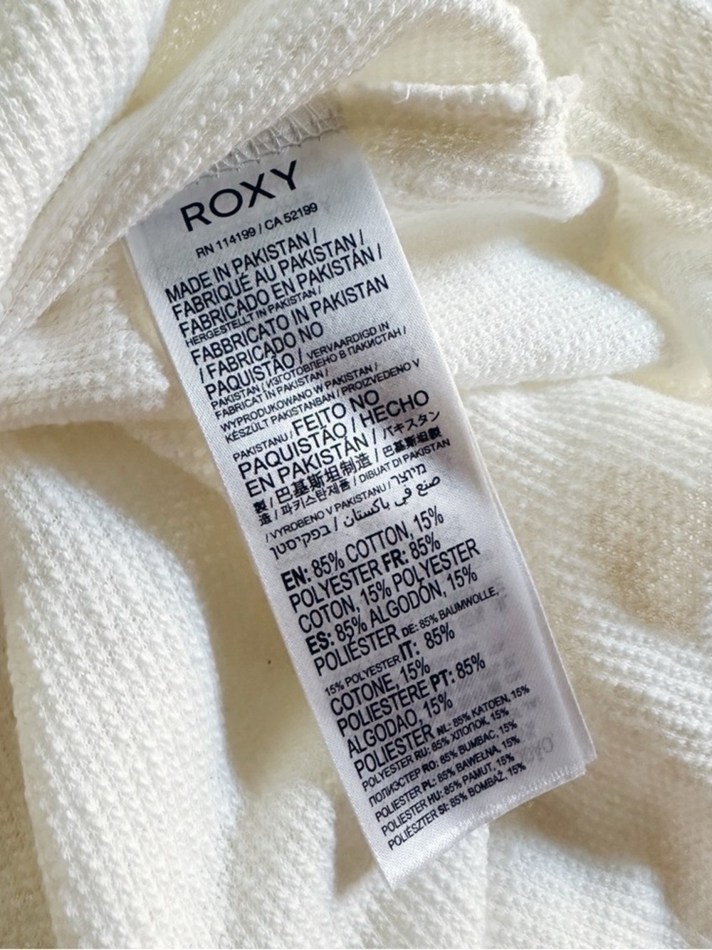 NEW Roxy Pearling Oversized Hoodie Snow White - Picture 7 of 7